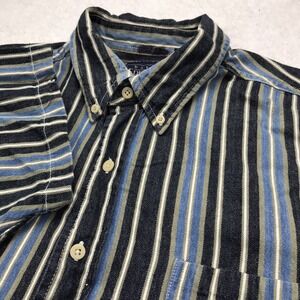 VTG Denim Button Shirt MENS 2X COLORBLOCK STRIPES 90s Short Sleeve Basic Edition